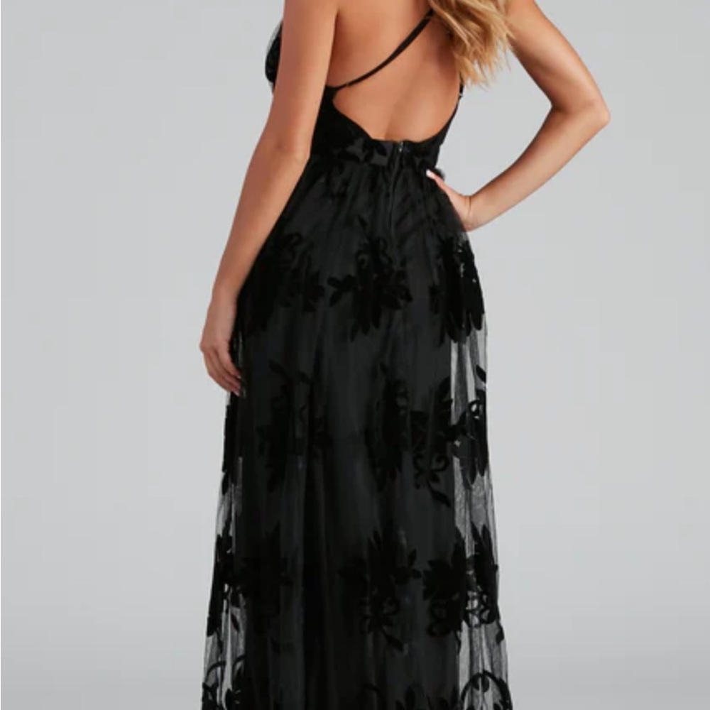 Morgan Formal Flocked Velvet Dress